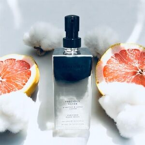 NEW Pecksniffs Precious Silver Grapefruit and Cotton Glass Bottle Hand Wash